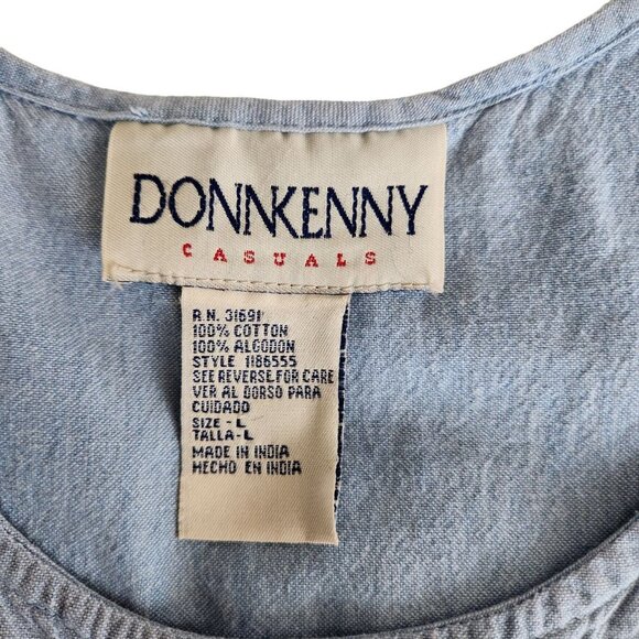 Donnkenny‎ Casual Womens Dress Size Large Blue 100% Cotton Side Slit Sleeveless - Picture 4 of 10